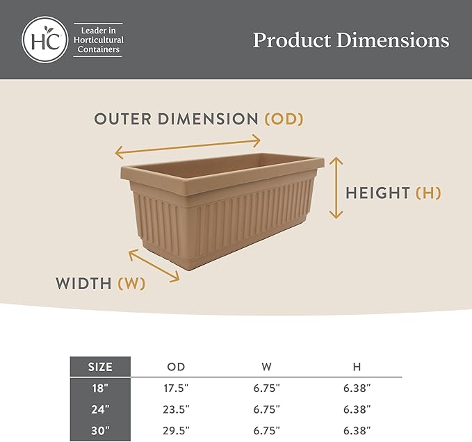 The HC Companies 18 Inch Venetian Window Planter Box with Drainage Plug, Lightweight UV-Resistant Plastic Indoor & Outdoor Planters, 2-Pack Flower Box for Garden & Home Decor, White