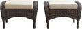 Belord Outdoor Ottomans for Patio Foot Rest - 25 Inch PE Wicker Foot Stool Set of 2 with Removable Cushions for Patio Furniture Sets,All Weather Rattan Ottoman for Balcony Deck Backyard Brown