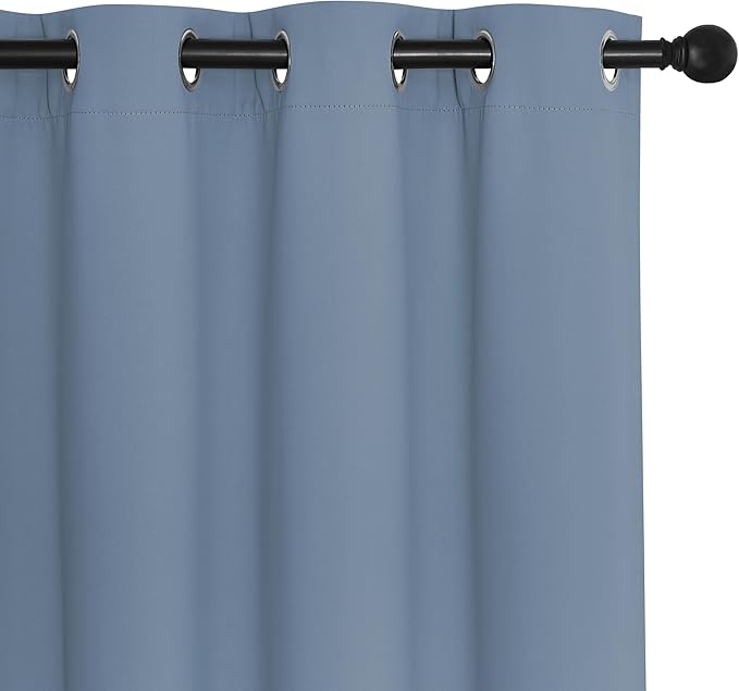 NICETOWN Room Divider Curtain 132 Inches Long, Wide Blackout Sliding Door Curtain for Bedroom, Room Darkening Privacy Window Curtain for Patio Door (1 Panel Set, Stone Blue, 80 x 132 Inch)