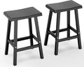 Outdoor Bar Stools Set of 2, Modern Durable Resin Bar Chairs with Footrest, All-Weather Barstools for Patio, Balcony, or Kitchen Counter（24''）