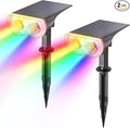 Linkind Solar Lights Outdoor Waterproof IP65, StarRay RGB Solar Spot Lights Outdoor, Color Changing Outdoor Solar Lights for Yard, Garden, Pathway, St. Patrick's Day (Multicolor, 2 Pack)