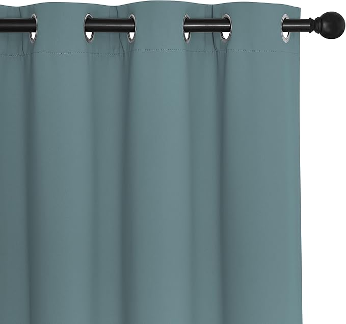 NICETOWN Room Divider Curtain 132 Inches Long, Wide Blackout Sliding Door Curtain for Bedroom, Room Darkening Privacy Window Curtain for Patio Door (1 Panel Set, Greyish Blue, 80 x 132 Inch)