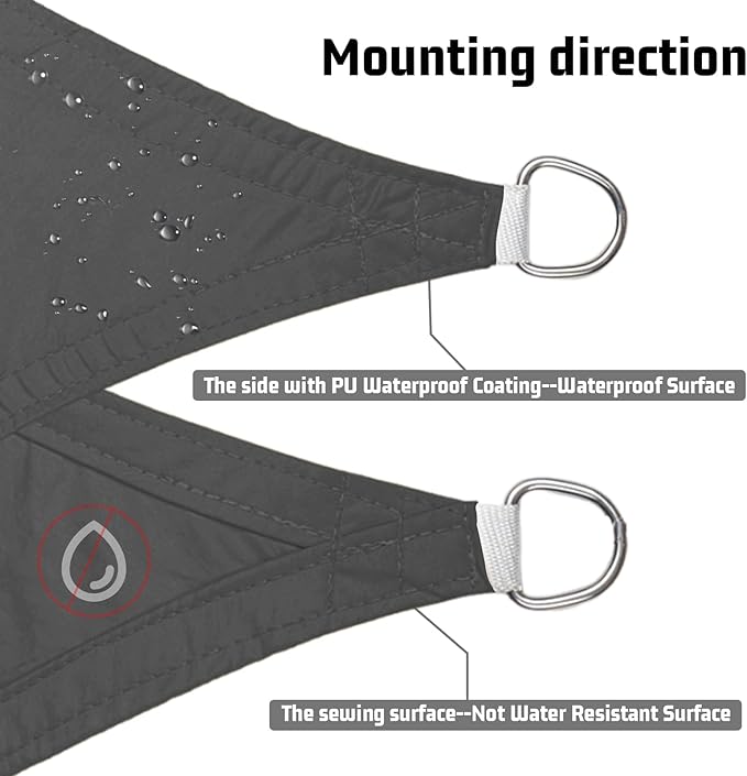 LOVE STORY Right Triangle 16'x16'x22.6' Waterproof Sun Shade Sail Canopy UV Block for Outdoor Patio Backyard Carport,Dark Grey(We Make Custom Size)