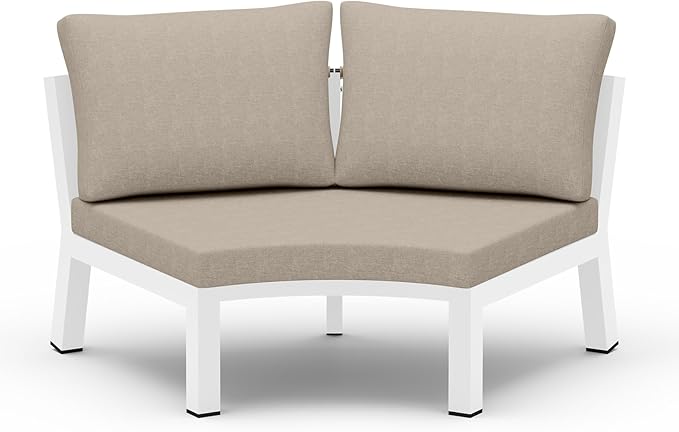 Outdoor Patio Sectional Modular Sofa, Aluminum 1 Piece Curved Patio Couch with Washable Cushions, All Weather PE Rope Sofa for Backyard,Porch, Deck, Poolsid, White