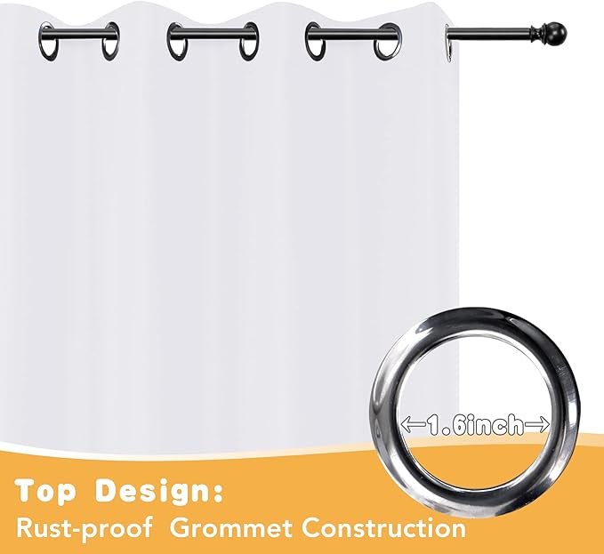 HolidayIdeas Extra Wide Outdoor Curtains for Patio Waterproof, 4 Panels - 110 x 120 Inch - Privacy & Light Filtering Curtains White Grommet Outside Curtains for Porch, Gazebo, Pergola, Backyard