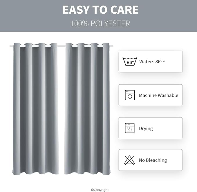 DIVA EN CAMINO DEC Outdoor Patio Curtain Waterproof Darkening Thermal Insulated Indoor Curtains for Bedroom, Porch, Living Room, Pergola, Cabana, W52 x L72, Light Gray, Set of 2 Panels