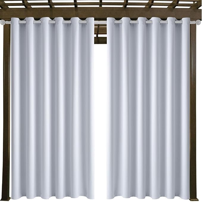 Outdoor Indoor Curtains W84 x L108 for Patio - Weather-resistant Window Panels Privacy Protect Grommet Top Thermal Insulated Home Curtain for Porch Pergola Lawn Garden Hot Tub Area (2 Panels)
