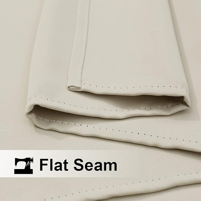 NICETOWN Outdoor Curtain for Patio Waterproof & Windproof, Thermal Insulated Top and Bottom Fixed Rustproof Grommets Light Block Outdoor Curtain Drape for Pool, Beige, 1 Panel, W52 by L95