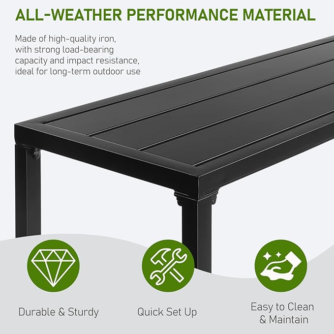 Outvita Outdoor Bar Table, 37" Height Wheeled Patio Pub Table with Waterproof Frame and Adjustable Foot for Hot Tub, Patio, Backyard, Balcony, Hallway, Bistro Rectangle, Black