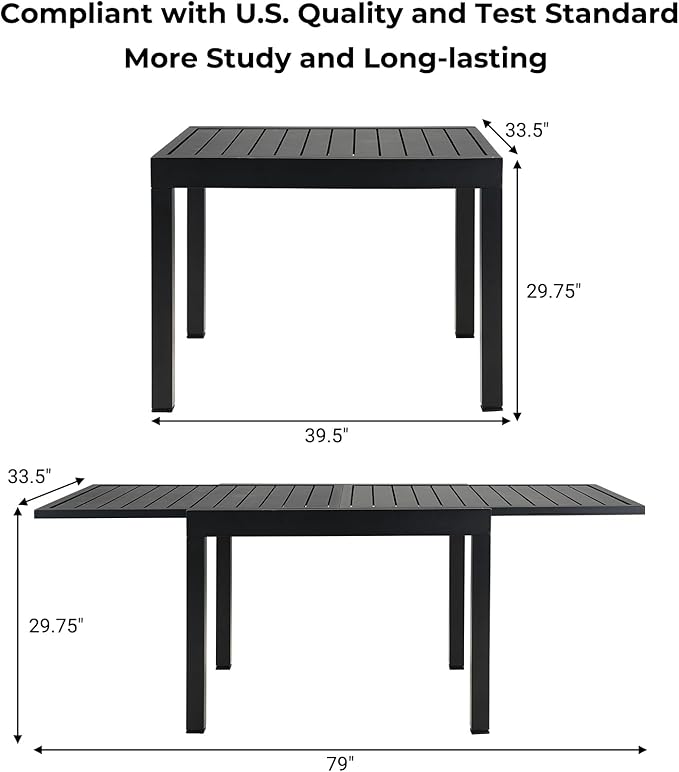 Grand patio 5-Piece Outdoor Dining Set, 4 Leather-Look Wicker Blue Swivel Patio Chairs & 1 Expandable Dining Table, Black