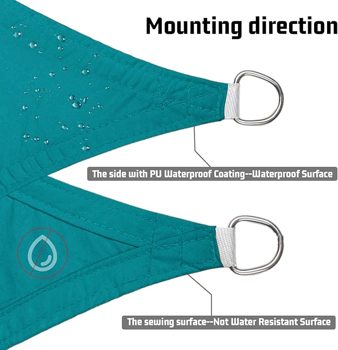 LOVE STORY Right Triangle 9'x9'x12.7' Waterproof Sun Shade Sail Canopy UV Block for Outdoor Patio Backyard Carport,Turquoise Blue(We Make Custom Size)