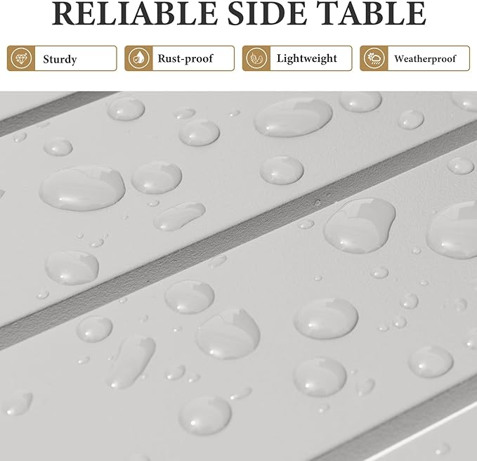Crestlive Products Aluminum Outdoor Side Table Set of 2, Pool Lounge Chair Side Table, Weather Resistant Small Square Coffee End Table for Patio, Yard, Garden, Porch, Deck, Outdoor