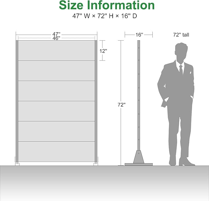 Casaphoria Metal Privacy Screen Outdoor, 72" H x 47" W Freestanding Decorative Privacy Screen for Patio Deck Balcony Garden with Stable Base, Black-Star