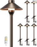 PARTPHONER Low Voltage Landscape Lighting 6-Pack, Aluminum 12V Pathway Lights with G4 Bulbs, Waterproof Oil Rubbed Bronze Color Wired Path Lights with Connectors for Walkway Yard Garden