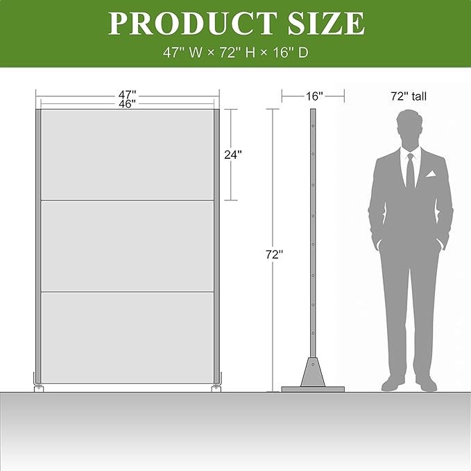 Casaphoria Metal Privacy Screen Outdoor, 72" H x 47" W Freestanding Decorative Privacy Screen for Patio Deck Balcony Garden with Stable Base, Light Green-Star
