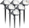 6 Packs Solar Spot Lights Outdoor, 64 LED 6500K Solar Lights Outdoor, IP67 Waterproof, Adjustable Brightness Dusk to Dawn Solar Spotlights for Garden, Yard, Lawn, Walkway, Driveway - Cool Daylight