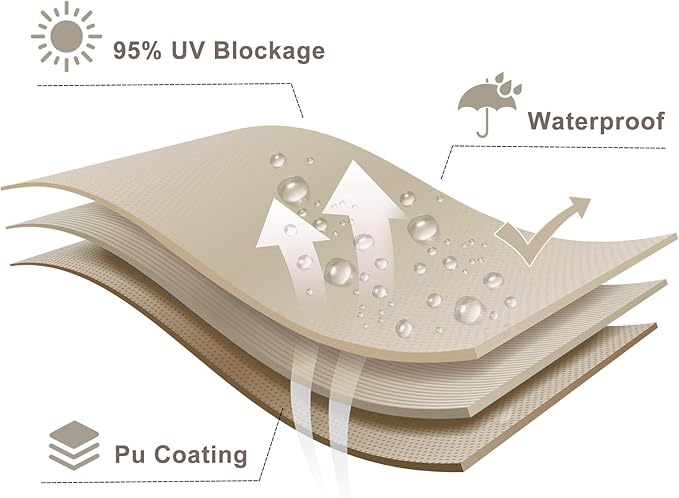 LOVE STORY Rectangle 8'x16' Waterproof Sun Shade Sail Canopy UV Block for Outdoor Patio Backyard Carport,Taupe(We Make Custom Size)