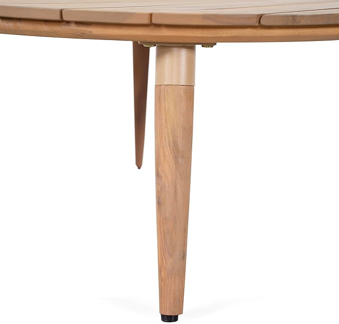 Christopher Knight Home Lalina Outdoor Coffee Table, Acacia Wood Accent Table with Slatted Panel Design, Round Patio Table for Garden Porch Balcony, Low Maintenance Outdoor Furniture, Natural