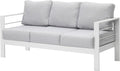 Wisteria Lane Patio Furniture Aluminum Sofa, All-Weather Outdoor 3 Seats Couch, White Metal Chair with Light Grey Cushions