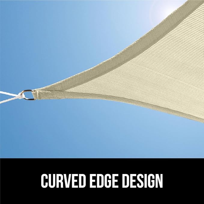 GORILLA GRIP Heavy Duty Sun Shade, UV Protection Fade Tear and Rust Resistant Rectangle Sunshade Canopy, Curved Edges Blocks Sunlight, Breathable Sail, Outdoor Patio, Lawn Garden, 8x12 FT Butter Cream