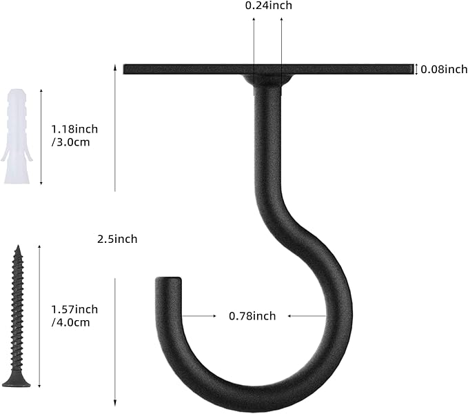 Ceiling Hooks for Hanging Plants 4pack 2.5inch Wall Mount Plant Hooks Meatl Plant Hanger Indoor for Hanging Lanterns, Bird Feeder, Flower Basket, Home Decor Indoor & Outdoor