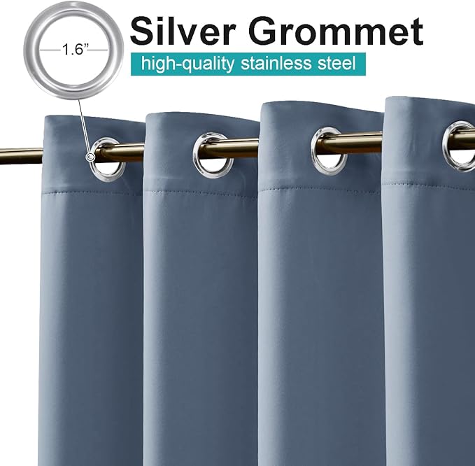 NICETOWN Outdoor Patio Curtain Waterproof, Blackout Weatherproof Porch Decor Thermal Insulated Outside Covering Privacy Shades for Gazebo Garden Deck, W52 x L72 inches, Stone Blue, 1 Panel