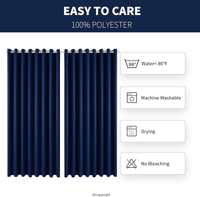 Waterproof Outdoor Curtain W105 x L108 - Grommet Top Sunlight Blocking Window Treatment Drapes Blackout Curtains for Home Bedroom Living Room Outdoor Patio Porch Pergola Cabana Gazebo, 2 Panels