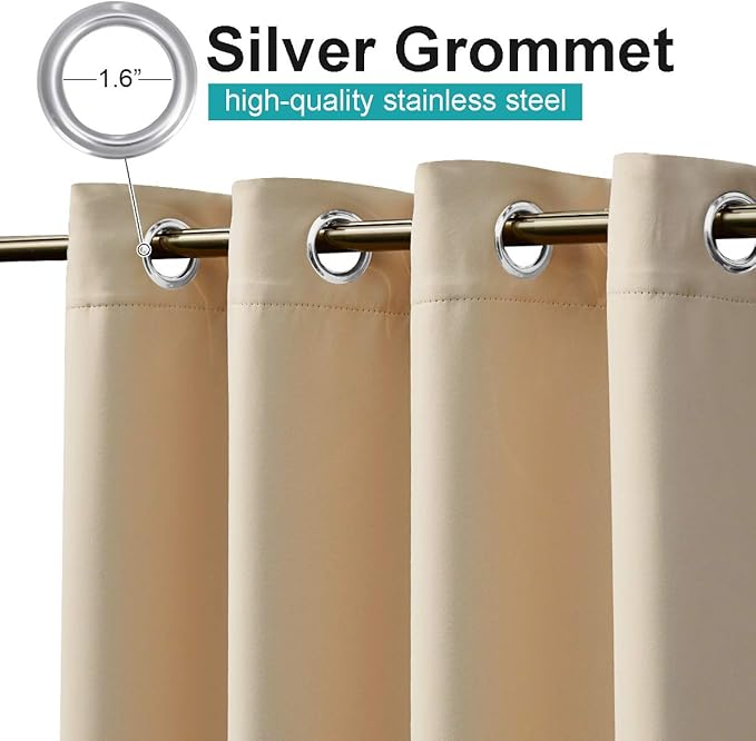 NICETOWN Patio Blinds Bedroom Room Darkning Curtain, Rustproof Stainless Steel Eyelet Room Darkening Thermal Insulated Bedroom Drape Privacy for Pergola/Arbor, 1 Panel, W84 x L120, Biscotti Beige