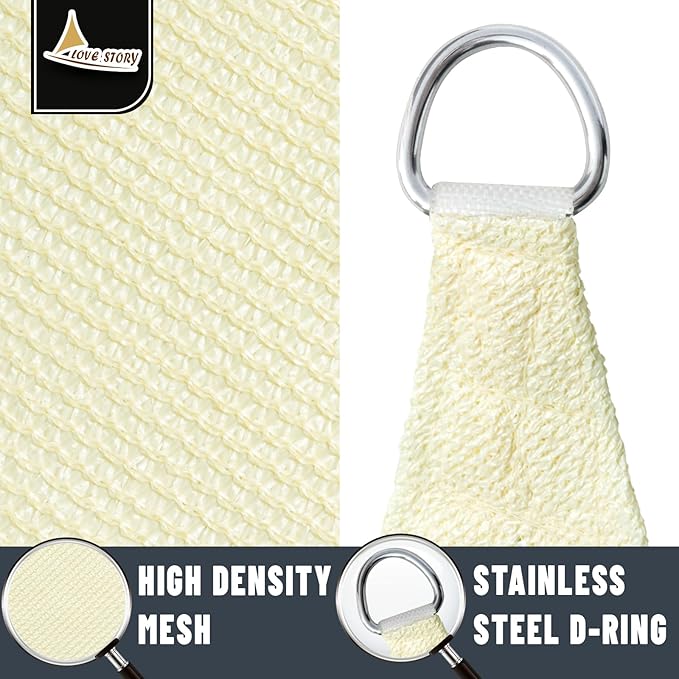 LOVE STORY Custom Size 6'x6' Butter Cream Sun Shade Sail Rectangle UV Block Canopy Patio Sail Sunshades Fabric for Outdoor Garden Carport (We Make Custom Size)