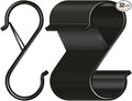 32 Pack S Hooks for Hanging, 3.5 inch Heavy Duty Metal S Hooks with Safety Buckle S Shaped Hooks Pot Rack Closet Hooks for Hanging Plants, Clothes, Kitchen Utensil, Pots, Pans, Bags (Black)