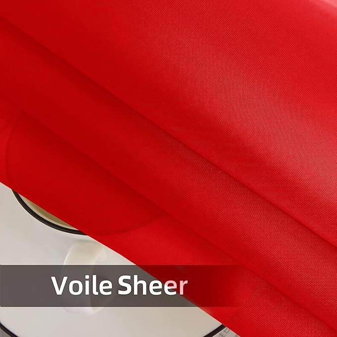 SpaceDresser Waterproof Outdoor Sheer Curtains for Patio - 2 Panels Rod Pocket Indoor Voile Sheer Curtain for Living Room,52W x 96L inch, Red