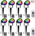 RGBW Low Voltage Landscape Lights, 10W 12/24V Color Changing Landscape Lighting with Remote, IP65 Waterproof Outdoor LED Spotlight for Garden Christmas Halloween, 8 Pack with Connectors