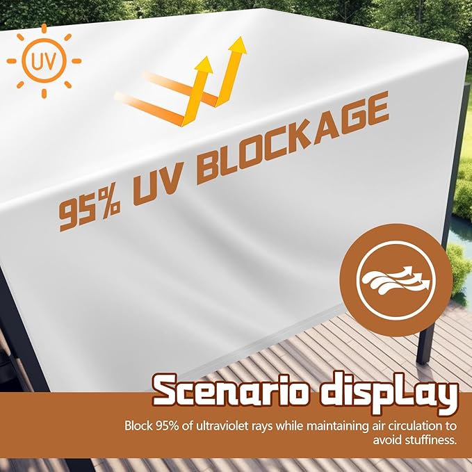 Universal Pergola Replacement Canopy Outdoor Canopy Shade Cover Waterproof Shade Top Cover for Outdoor Patio Porch Backyard(16 x 8 ft,Beige)