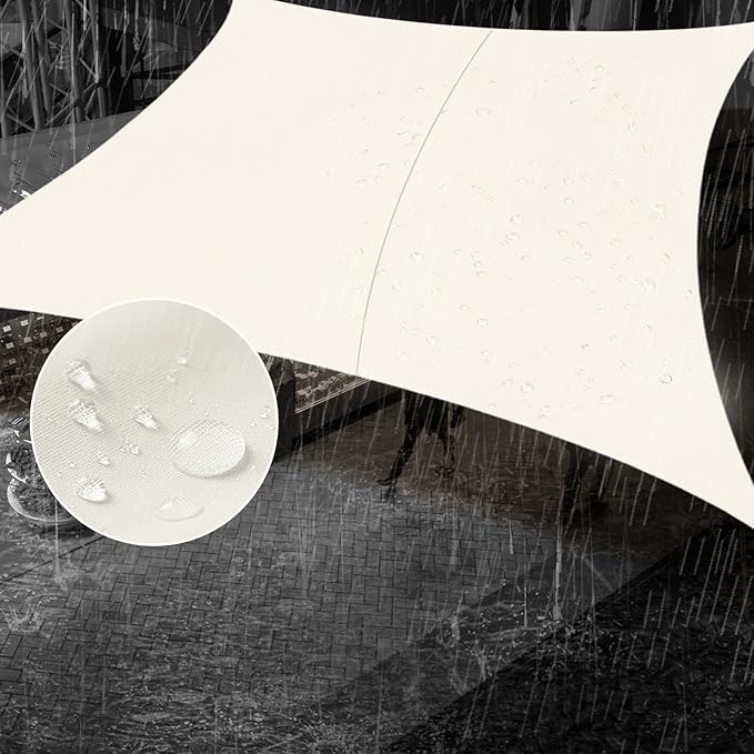 SUNNY GUARD Waterproof Sun Shade Sail 8' x 10' Cream Rectangle UV Block Sunshade for Backyard Yard Deck Patio Garden Outdoor Activities and Facility(Customized)