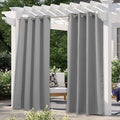 NICETOWN Patio Curtain Outdoor Waterproof, Thermal Insulated Rustproof Blackout Privacy Light Blocking Outdoor Indoor Window Drapes for Gazebo/Playground, 1 Panel, W52 x L95 Inch, Silver Grey