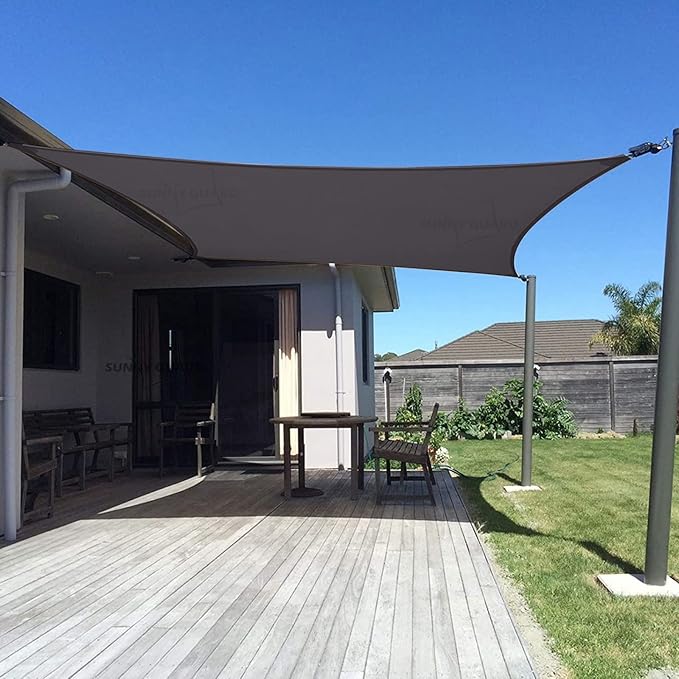 SUNNY GUARD Custom Size 8'x14' Dark Grey Sun Shade Sail Rectangle UV Block Shade for Backyard Yard Patio Deck Garden(Customized)