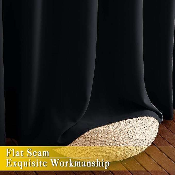 NICETOWN Blackout Curtain for Sliding Door, Patio Door Curtains, Thermal Insulated Wide Drapes/Draperies for Bedroom (Black, 80 by 84 inches)