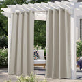 NICETOWN Patio Curtain for Outdoor Waterproof, Stainless Grommet Top Thermal Insulated Sun Blocking Outdoor Drape Privacy for Balcony, UV Protection Outdoor Privacy Blind, W52 x L72, Natural, 1 Panel