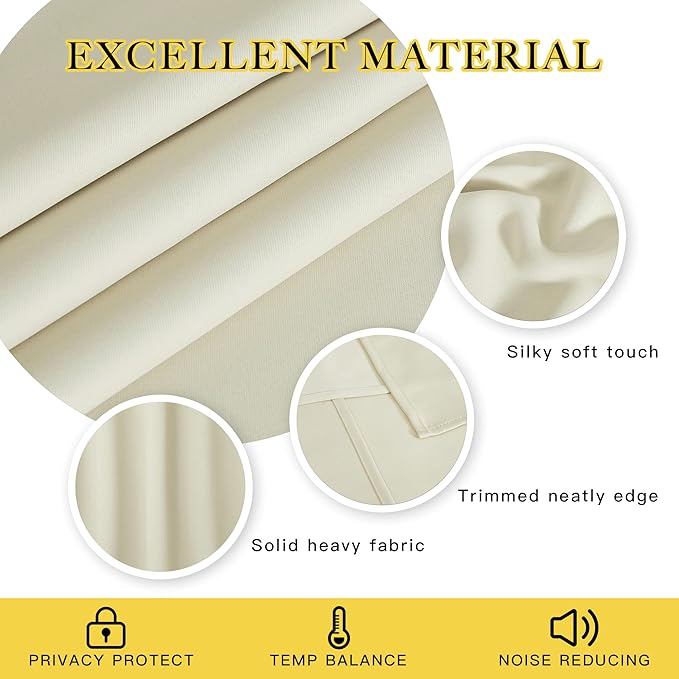 NICETOWN Sliding Door Window Treatment Blackout Patio Door Curtain Panels, Privacy Thermal Drapes for Bedroom Living Room Department with Grommet Top (Beige, W66 x L110)