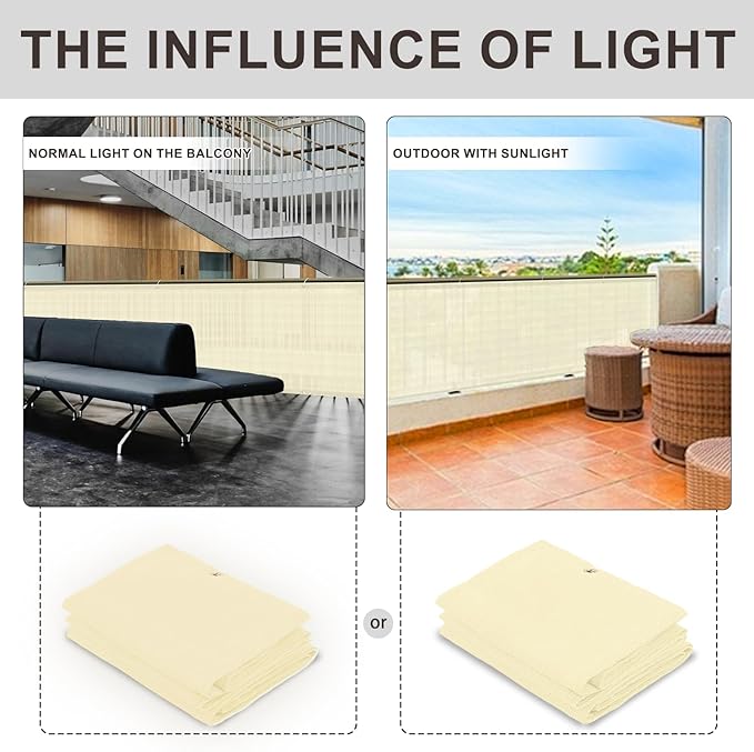 LOVE STORY Custom Size 3'x25' Butter Cream Balcony Privacy Screen,UV Block Privacy Fence Screen,90% Shield for Outdoor Pool Garden Apartment Railing