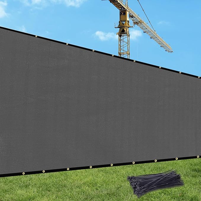 UPGRADE Privacy Fence Screen 6'x9' Dark Grey Outdoor 90% Visibility Blockage 170 GSM Mesh Shade Cover Panels for Backyard,Balcony,Home Decoration with Zip Ties,Customized Avaliable