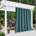 NICETOWN Waterproof Outdoor Patio Curtain W84 x L120, Rustproof Grommet Blackout Weighted Outdoor Window Treatment Thermal Insulated Sunlight Block Drape for Porch, Teal, 1 Piece