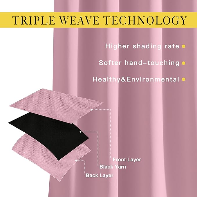 NICETOWN Room Divider Curtain 132 Inches Long, Wide Blackout Sliding Door Curtain for Bedroom, Room Darkening Privacy Window Curtain for Patio Door (1 Panel Set, Rouge Pink, 80 x 132 Inch)