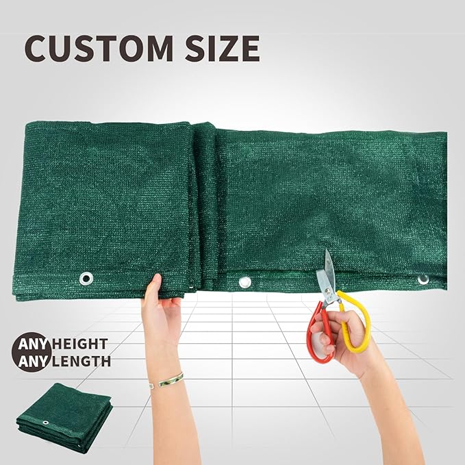 LOVE STORY Custom Size 3'x17' Dark Green Balcony Privacy Screen,UV Block Privacy Fence Screen,90% Shield for Outdoor Pool Garden Apartment Railing