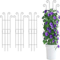 4 Pack 32 Inch Plant Trellis Outdoor Metal Trellis for Climbing Plants Indoor Garden Trellis for Climbing Plants Outdoor Wave Shape Metal Garden Trellis Houseplants Flowers Vine Ivy