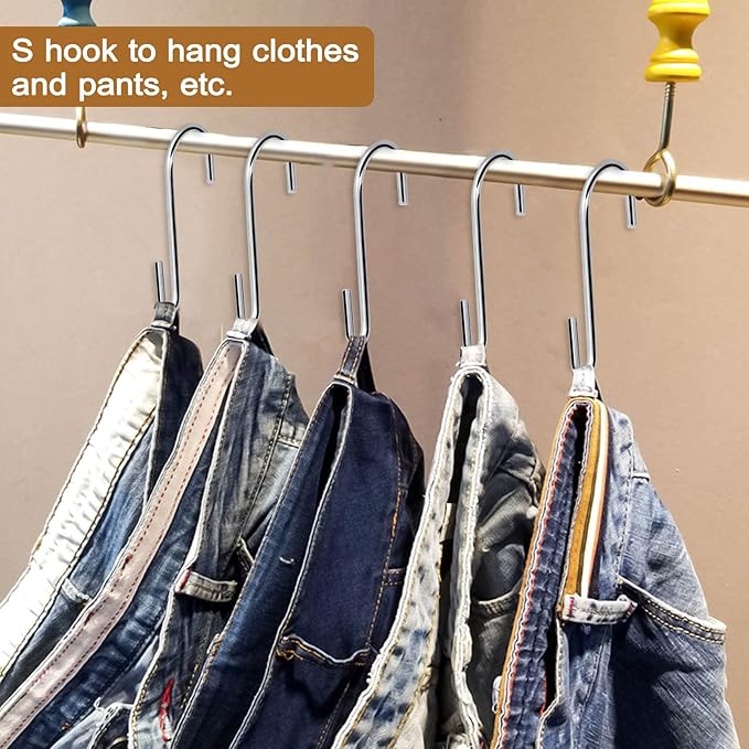 30 Pack Heavy Duty S Hooks Pan Pot Holder Rack Hooks Hanging Hangers S Shaped Hooks for Kitchenware Pots Utensils Clothes Bags Towels Plants -4 Inch