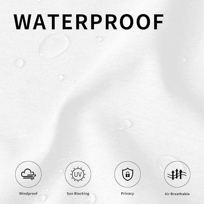 Easy-Going Linen Look Outdoor Curtains Waterproof Windproof Porch Curtains, Soft Thicken Outdoor Privacy Curtains for Patio, Gazebo, Grommet Top and Tab Bottom Drape, 2 Panels, 54x84 inch, White