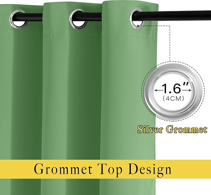 NICETOWN Froest Green Blackout Curtains 84 inch Length, Grommet Top Room Darkening Drapes for Bedroom Living Room, Light Blocking Window Covering for Privacy (W66 x L84 Inch, 1 Panel)