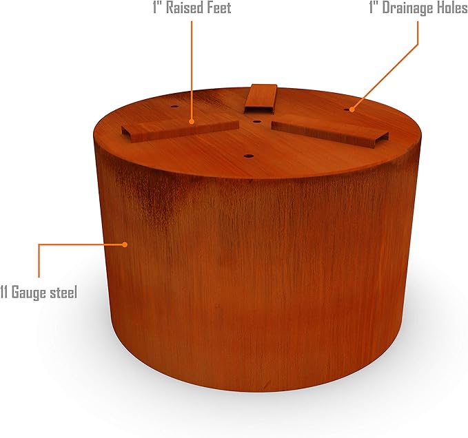 Plantercraft Large Round Planters for Outdoor Plants - 18x18 Inch Corten Steel Planter, Modern Metal Planter for Patio, Deck & Garden
