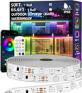 50FT Outdoor LED Strip Light Waterproof,IP68 Outside RGB+IC Light Strip with App/Remote Control,Chase Mode,Music Sync Rope Light for Balcony,Deck,Rooftop,Garden,Pool